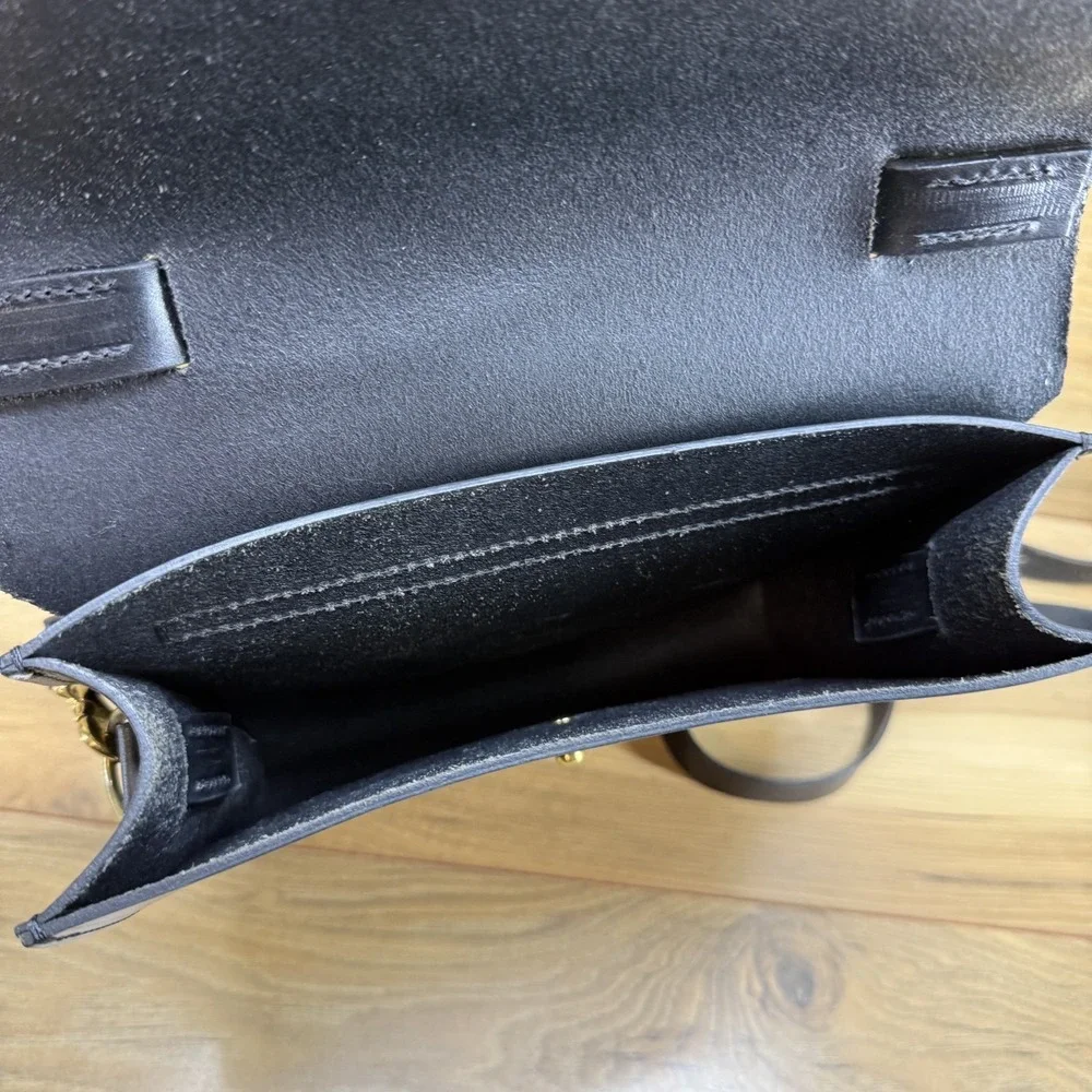 GRACE GORDON‎ Black Modern Leather Satchel Top Handle Minimalist Sleek UK